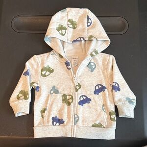 Carter's Gray Zip Hoodie with Car Print